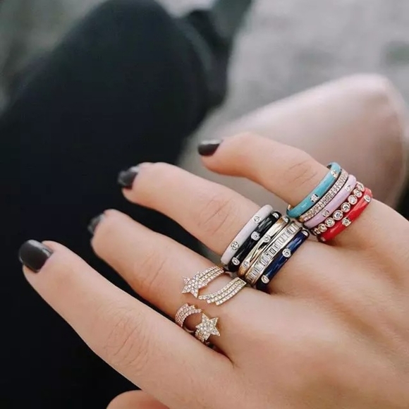 NEW Black Ceramic Stacking Ring | 925 Sterling Silver - Picture 12 of 16